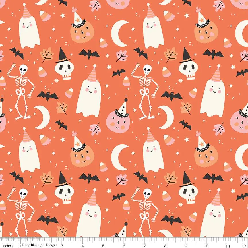 Fabric Riley Blake Orange Main Hey Pumpkin by the Quarter Yard C16030-ORANGE