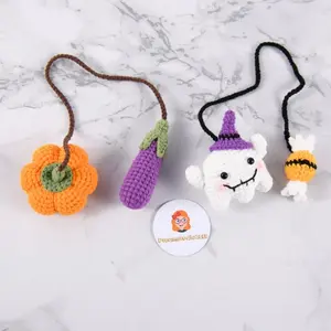 Crochet Pumpkin Ghost Car Ornament, Handmade pumpkin Car Decoration,Car Accessories, Car Hanger,Xmas Gift