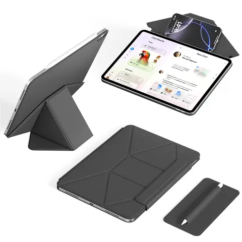 Kenke Durable Handheld Wireless Tablet Cover & Casing with Portable Charger - Slim, Magnetic Multi-Angle Foldable Protection, Detachable Pencil Sleeve, Compatible with iPad Air 11" M3/M2, 10.9" 5th/4th Gen, 11th/10th Gen, Landscape Work Accessory