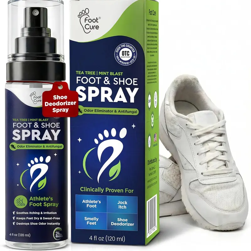 Foot Cure Foot Scentizer Spray, Tea Tree | Shoe & Foot Deodorizer, Odor Eliminator for Sneakers & Feet – 120 ml Made in USA