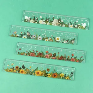 4 Pack Clear Plastic Rulers 6 Inch, Aesthetic  Small Ruler, Measuring Drafting Metric Bulk Ruler with Centimeters for School  Office (Clear Flower 6 Inch)