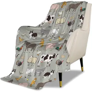 Kids Cute Farm Animal Cartoon Throw Blanket for Boys and Girls Blanket with Farm Animal on It Suitable for All Season 2