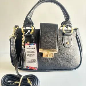 Genuine Leather Structured Satchel Bag