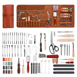 Summervibes VEVOR Leather Working Tools Kit, 92 PCS Leather Craft Tools with Portable Leather Storage Bag, Engraving Punching Sewing Stamping Sanding Tools, Ideal for Beginners DIY Enthusiasts and Professionals