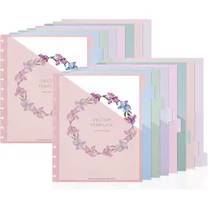 16 count Discbound Pocket Dividers 8.5 x 11 Dividers with Tabs and Pockets Discbound Pocket Folders Letter Size DiscBound Binder Divider Plastic Disc Planner Supplies for Business School Office(Pastel)