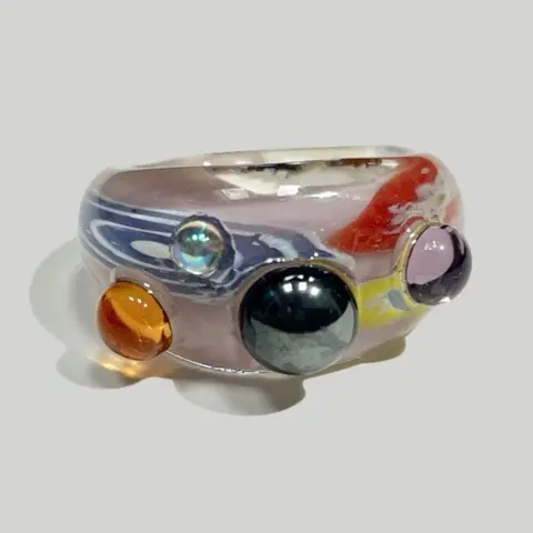 Colorful Artificial Crystal Geometric Ring, Beautiful Rings, Unisex Fashion Party Jewelry, Creative Holiday Accessory, Bold Personality Design