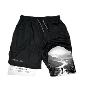 Psalm 23:4 Shadow Of Death Performance Shorts Summer Double Layer Beach Pants Fitness Training Pant Sports
