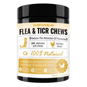 PAWFAVORLAB Flea & Tick Veterinary Formulated Support Chews for Dogs, with Vitamins Plant-Based Ingredients pet chews dog itching skin relief supplements