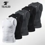 TELALEO 5-Pack Men's Tight Athletic Compression Sleeveless Base Layer Tops - Polyester Clothes for Men's Clothing, Basketball, Gym to Enhance Workout Experience,outdoorfun