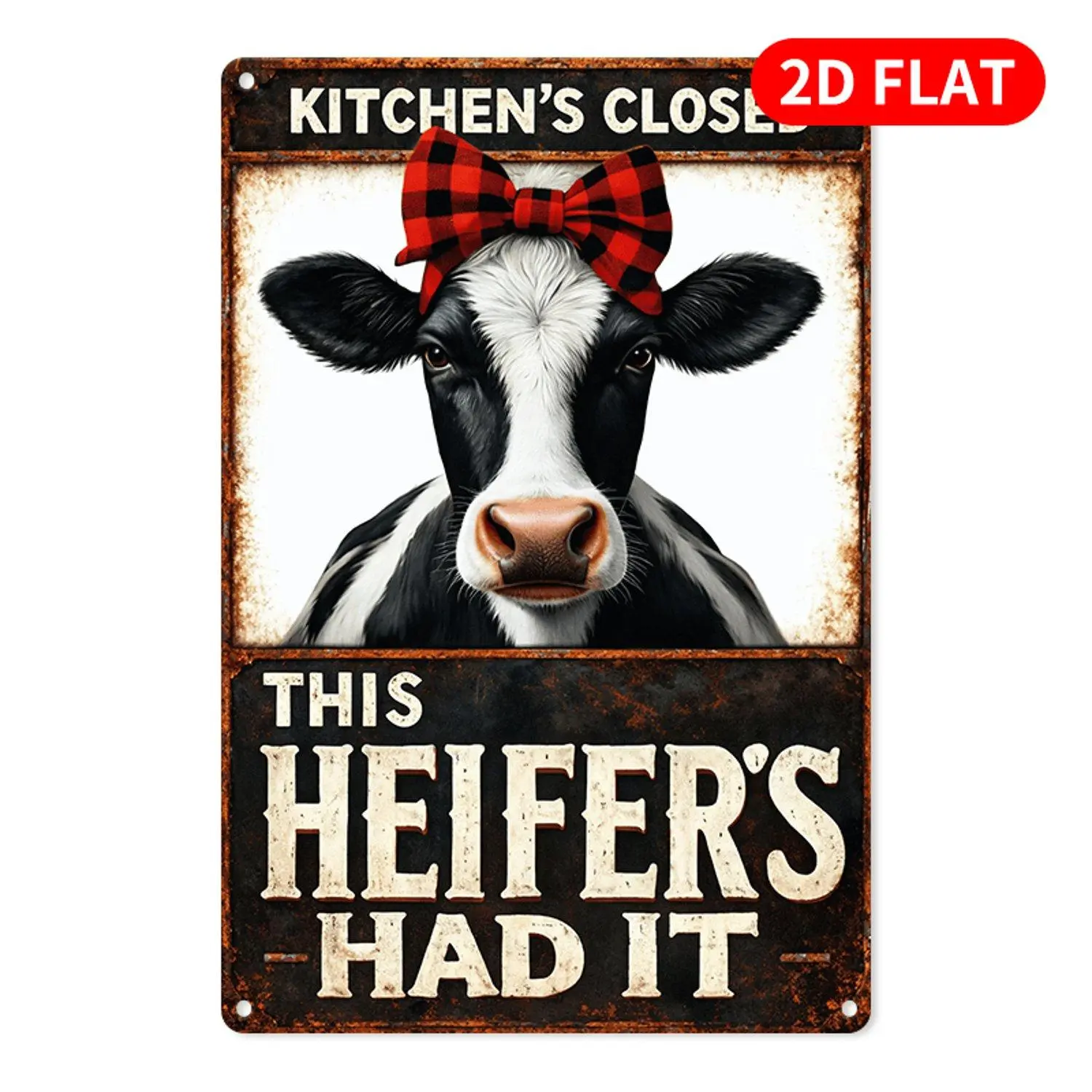 1pc KITCHENS CLOSED 2D Flat Modern Farmhouse Metal Sign Art Suitable for New Year Valentine Easter Christmas Halloween Gift Family Porch School Indoor Decorative Prints