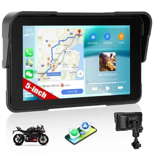 Carplay Motorcycle Display for Moto with Wireless Carplay Android Car, 5 Inch HD Touchscreen IP68 Waterproof Motorcycle Navigation Devices Bluetooth (Horizontal)
