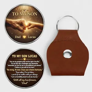 Custom To My Son Never Forget How Much I Love You Pocket Hug Keychain for Son, Father's Day Keepsake, Meaningful Gift, from Mom, Dad Present