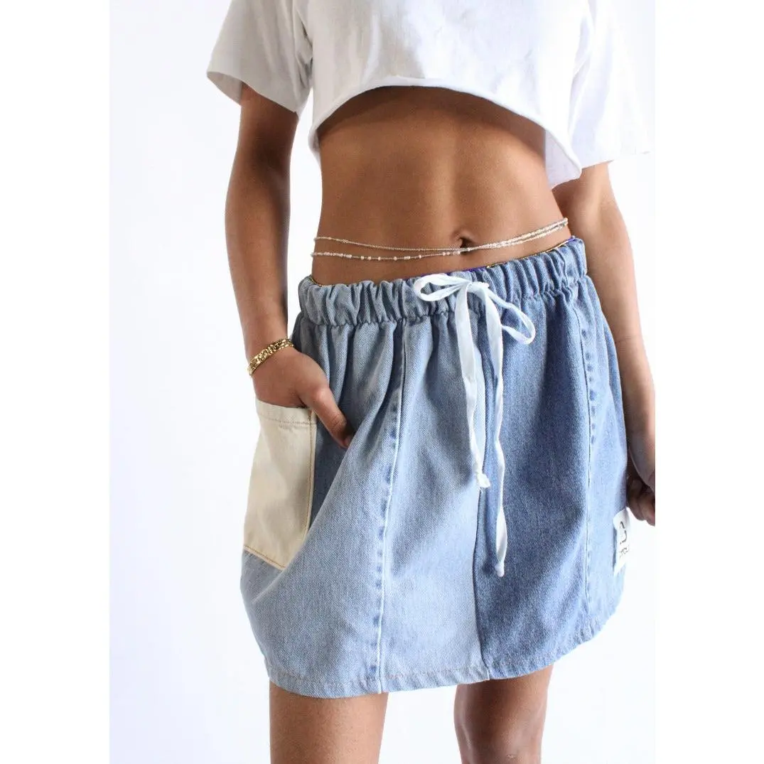 RCYCLD Eco-Denim Pieced Mini Skirt