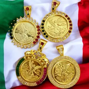 50 Peso Centenary Style Medals in 14K Gold with Zirconia Frame 3 Inch Diameter 2 Inch Wide Durable and Eye Catching Finish