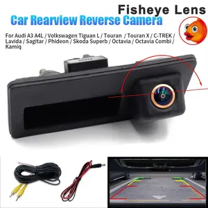 Car Trunk Handle Camera For VW Passat Variat B6 B7 Wagon Sedan 2008~2015 Audi A3 A4 B8 A6 C7 B6 Q3 Q5 Q7 Night Visioin Rear View Camera Fisheye Lens Trunk Handle Parking Reversing Camera