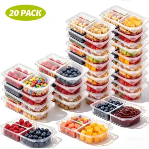 Reusable Snack Containers with Lids: Snack Containers 40Pcs - Snackle Box Container Portion Control - SnackPack Containers - Double Compartment Snack Containersfor On the Go - Travel Essentials