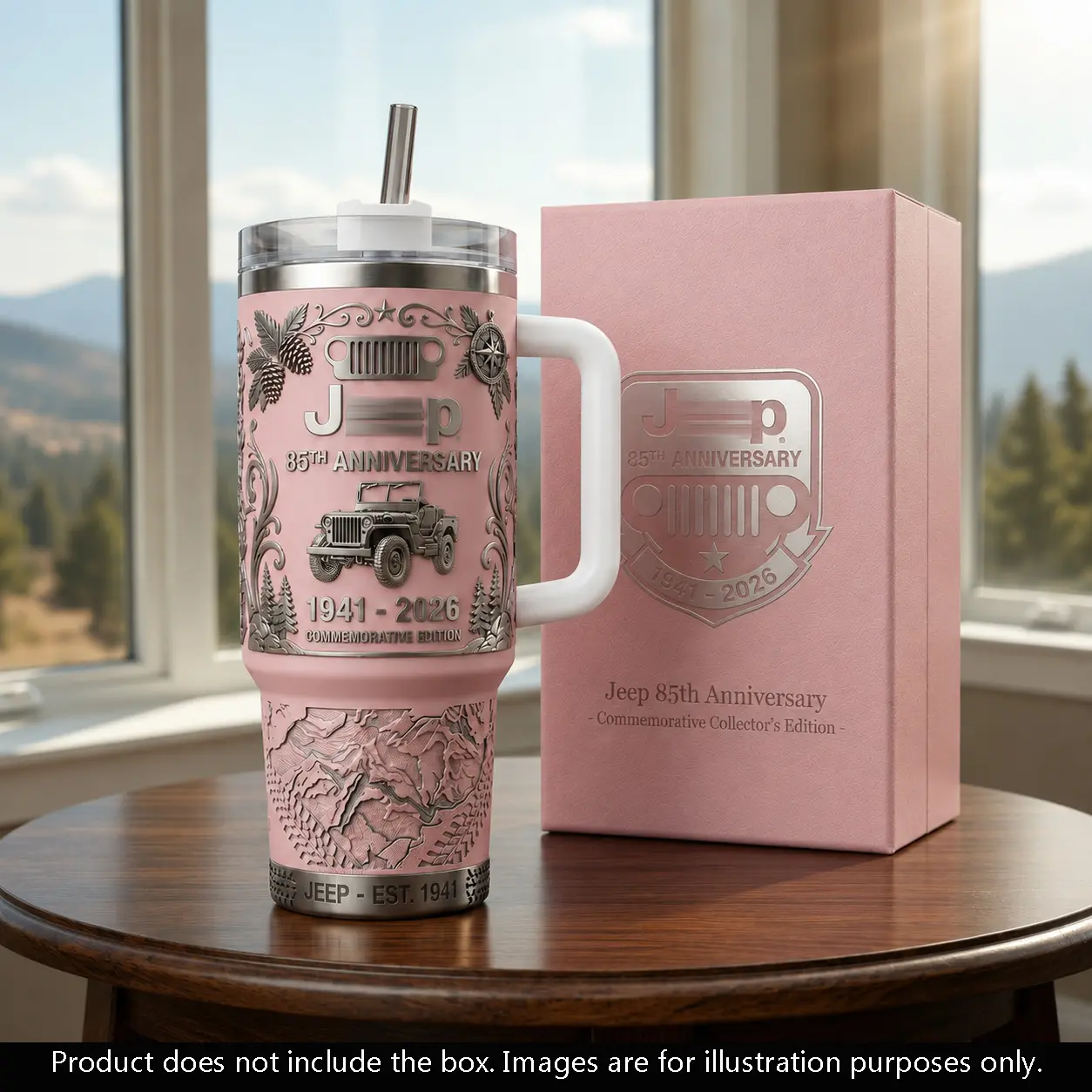 Jeep 85th Anniversary Tumbler 40oz, Stainless Steel Insulated Travel Mug With Handle, Scars Fan Gift