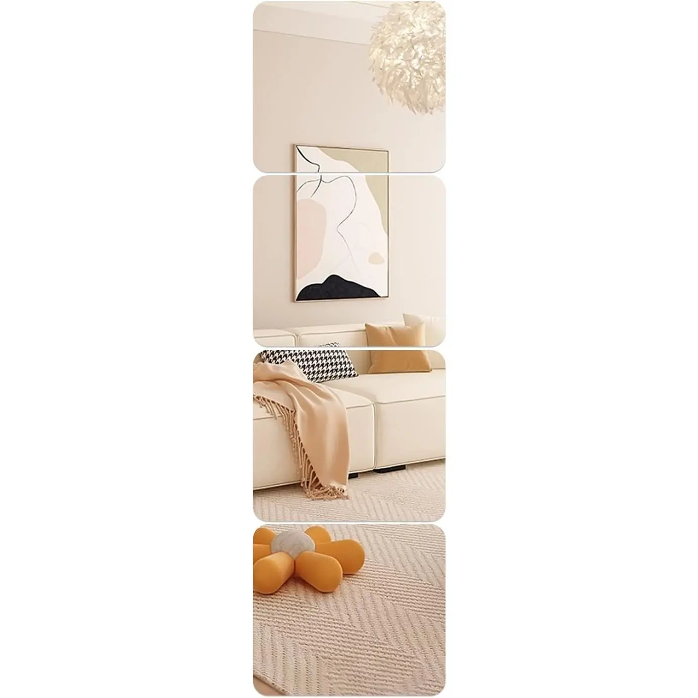 Full Length Wall Mirror Tiles, 14'' x 12'' x0.12, 4PCS, Frameless Full Body Mirror Tiles for Bedroom, Non Glass Mirrors Wall Mounted for Home Gym, Gift Ideas, On The Door, Kids Room