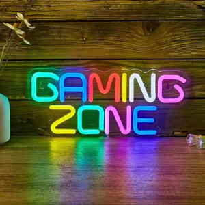 Gaming Zone Letter Design Neon Sign, Led Neon Light, USB Powered Neon Sign, Novelty Lighting for Game Room Decor, Home Decor, Party Decor