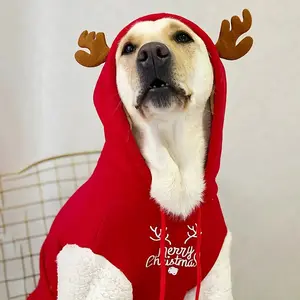 Comfy Reindeer Hoodie for Large Dogs 🦌🐕 - Christmas Pet Sweater w/Antlers, Warm Red Holiday Outfit for Golden Retrievers/Labradors, Black Friday Deal: Ideal Christmas/New Year Gift 🎁