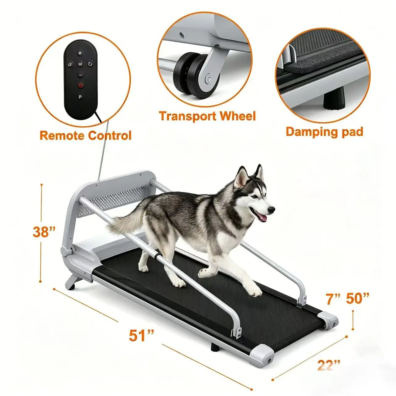 FYC 2-in-1 Folding Dog Treadmill for Large/Medium Dogs, At-Home Cardio with Remote Control, 5.5° Incline & Low Noise Anti-Slip Belt, Supports 265 LBS