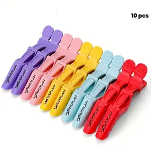 10pcs Vibrant Multi-Colored Plastic Hair Clips - Professional Salon Alligator Clamps for Styling, Durable Hairdressing Accessories with Secure Grip, Alligator Clips