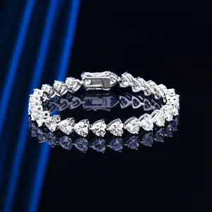 Loveden Shining Heart Cut D Color Moissanite Bracelet For Women and Men Daily s925 Silver Date Accessories Charm Jewelry Valentines Mother's Day Gift