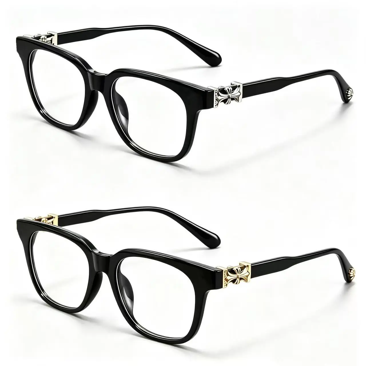 2-Pack  Vintage Cross Decor Blue Light Glasses | Anti Fatigue Computer Gaming Eyewear for Men & Women