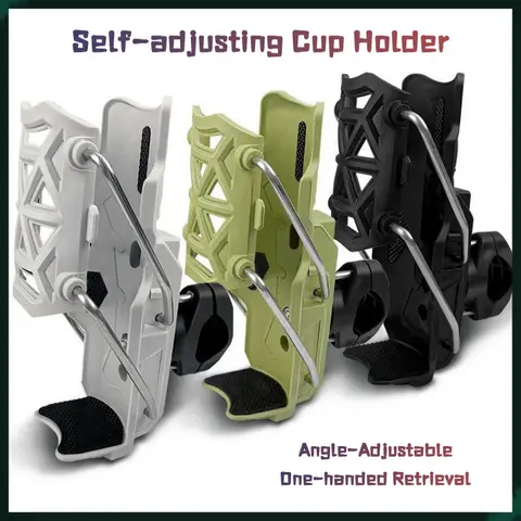 Universal Bicycles & Motorcycle Self-Adjusting Cup Holder - 360° Rotatable, Lockable, High-Cushion Mountable Accessories with Convenient Mounting for Handlebar/Bumper Bar, Securely Holds Versatile Drinks for Ride