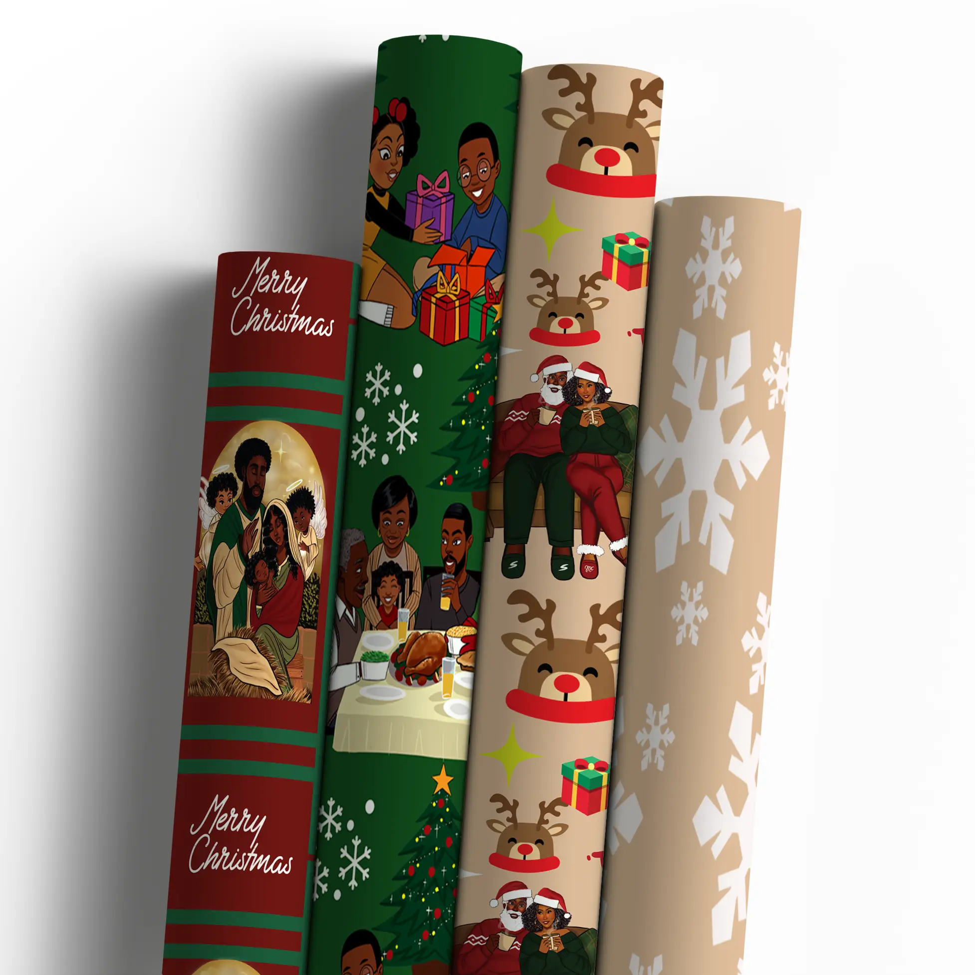Home for the Holidays Black Santa Wrapping paper