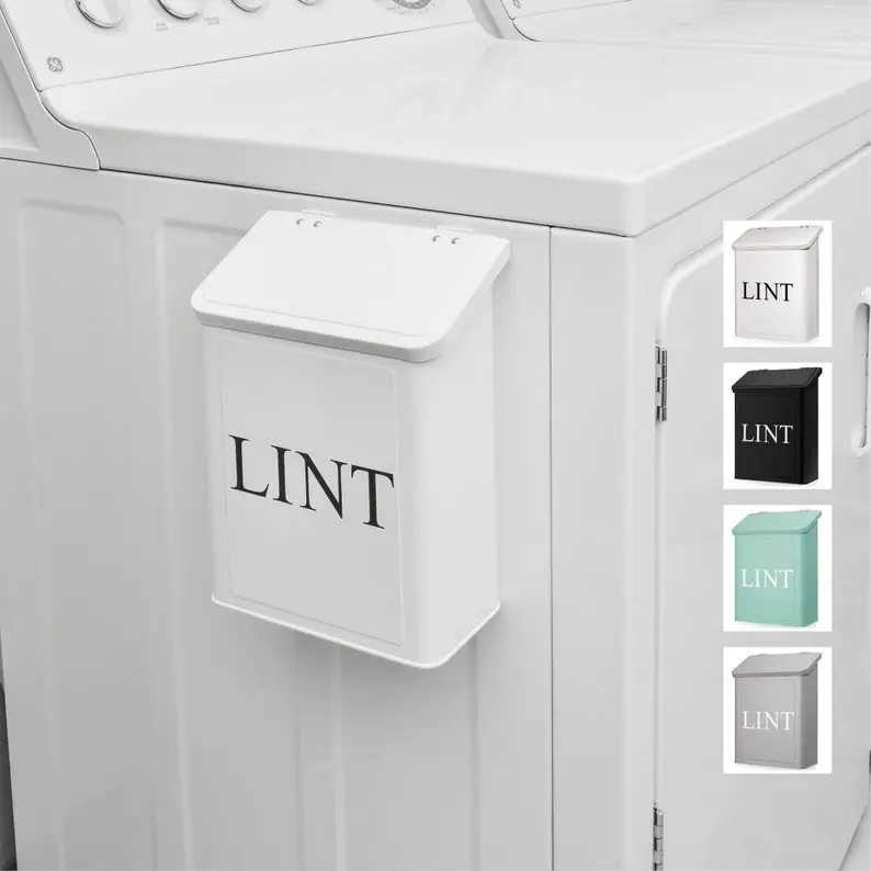 Calindiana Magnetic Lint Bin – Laundry Room Organization & Dryer Lint Holder, Wall-Mounted Laundry Organizer, Farmhouse Laundry Storage