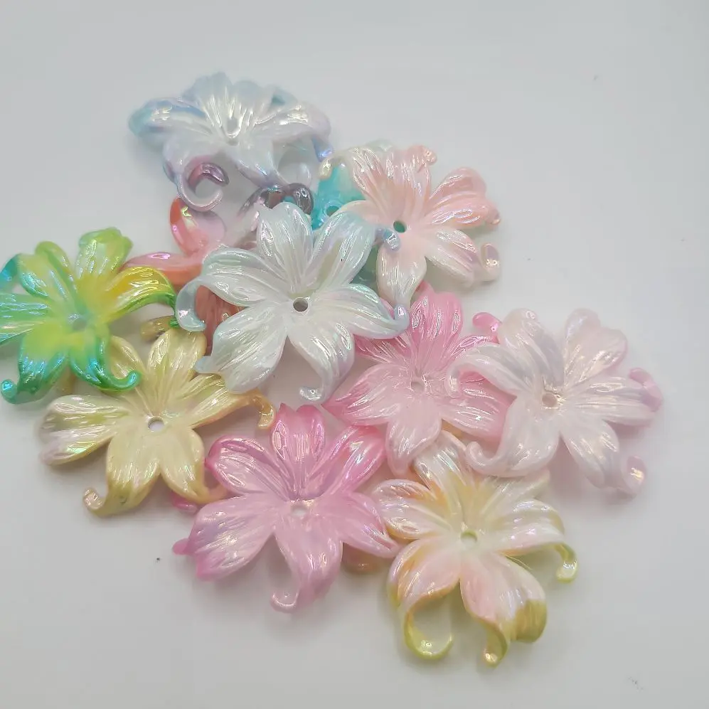 Large Size Acrylic Flower Beads - 10 Pieces, for DIY Beading and Jewelry Making Projects