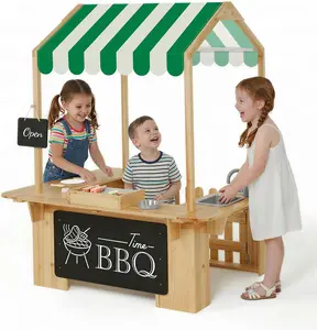 EDUBEBO Kids Outdoor Playhouse, Mud Kitchen, BBQ Toys,Outdoor playsets, Ideal Role Play Toy Gift for Toddlers and Kids Ages 3-8 (Yellow)