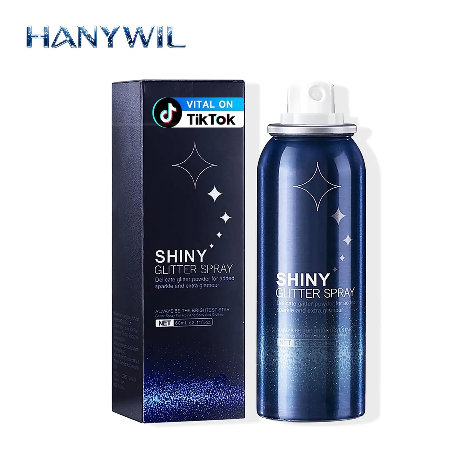[TikTok Exclusive Offers] HANYWIL New upgrade Body Glitter, Glitter Spray for Hair and Body, Spray, Hairspray Clothes, Long-Lasting Shimmer Suitable Stage, Festival Rave Makeup Prom 2.11 Fl Oz Cosmetic Daily