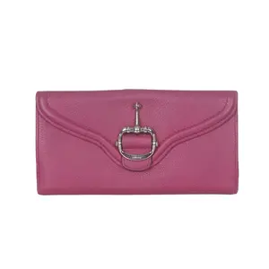 Pre-owned GUCCI Calfskin Wallet Horsebit 1955 Purple CPU0629