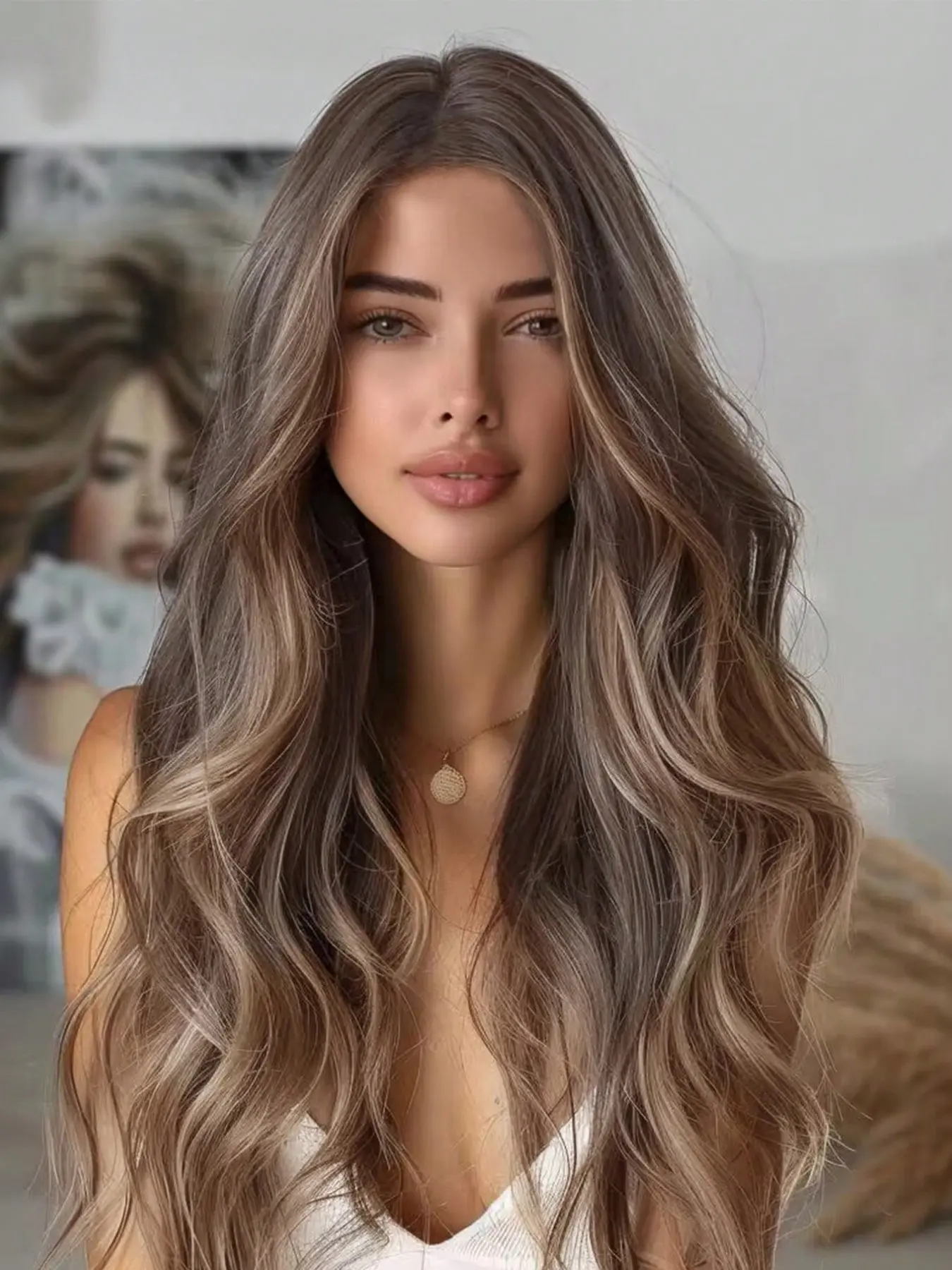Elegant Gradient Wig, Long Curly Hair Fibers, Soft Curly Wig, Curled Wig, Rose Net Cap, Heat Resistant, 24 Inch Full Head Set, All Seasons, Synthetic Material Wigs