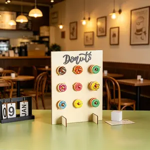 Wooden Donut Wall Display Stand, Creative Dessert Storage Holder, Perfect for Wedding, Birthday Party, Baby Shower, Dining Table Decoration, Friend Gathering and Party Decor Supplies.