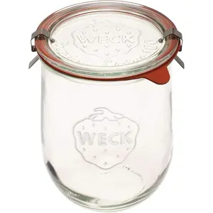 Tulip Jar - Sour Dough Starter Jars for Sourdough - 1 x 745 Large Clear Jar with Wide Mouth - 1 Liter Includes Glass Lid, rubber seal and steel clips