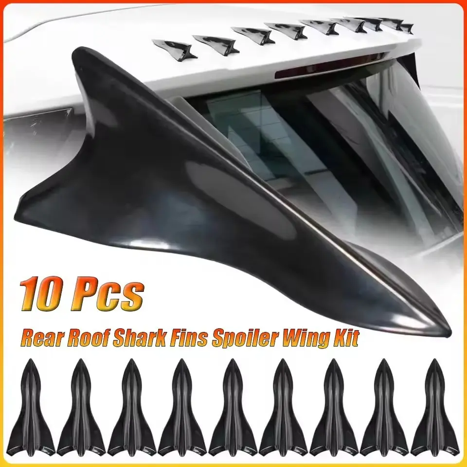 10Pcs Car Roof Spoiler Bumper Spoiler Shark Fin Diffuser Vortex Generator Universal Car Accessories Rear Roof Shark Fins Spoiler Wing Kit Automotive