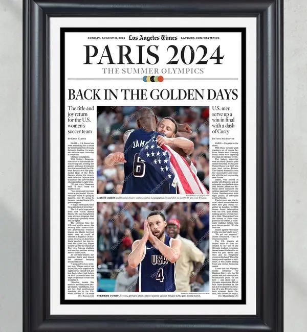 2024 Team USA Olympic Gold Champions Paris Poster Print Newspaper: A Dash of Curry - POSTER NO FRAME
