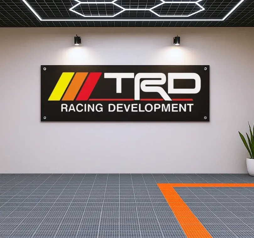TRD Racing Development Flag Banner – Toyota Garage Wall Decor for Car Enthusiast