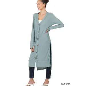 ZENANA Ribbed Long Cardigan Fabric Long Sleeve Spandex Womenswear