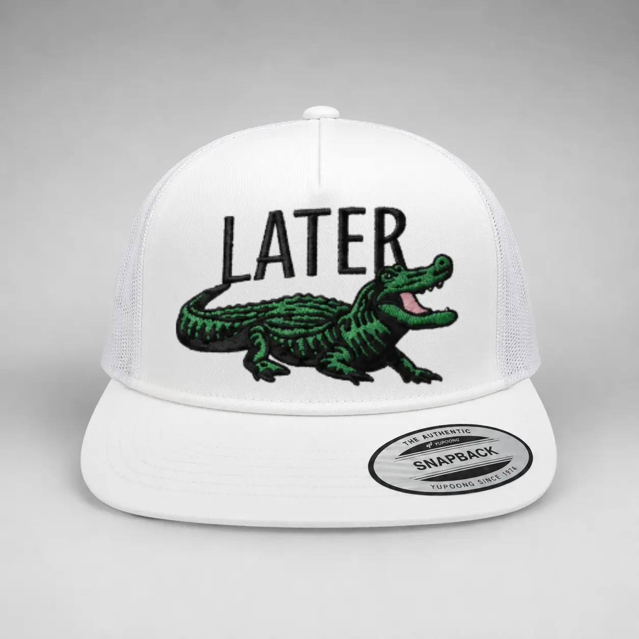 Later Alligator Embroidered Baseball Cap – Adjustable Curved Brim Dad Hat with Green Alligator Graphic, Casual Streetwear for Men & Women