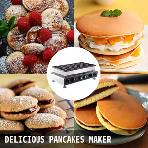 VEVOR 50PCS Mini Dutch Pancake Maker, Non-stick Stainless Steel Dorayaki Baker, 1800W Commercial Electric Poffertjes Grill Pan, Dual Temp Time Control, for Kitchen Restaurant Breakfast Dessert
