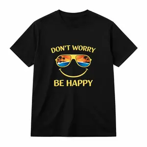 Don't Worry Be Happy Graphic T Shirt Smiley Face Sunglasses Beach Summer Unisex Casual Positive Vibe Tee