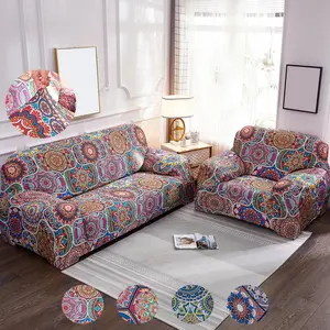 Boho Style Geometric Pattern Sofa Cover, 1 Count Colorful Elastic Sofa Slipcover, Fashion Sofa Protector for Home Living Room, Sofa Protector for Different Size Sofa