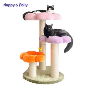 Multi-Level Flower Cat Tree with Soft Mats- Cat Tower with Sisal Scratching Post for Large Cats and Multi-Pet Households for Cat Up to 20lbs Home Calming