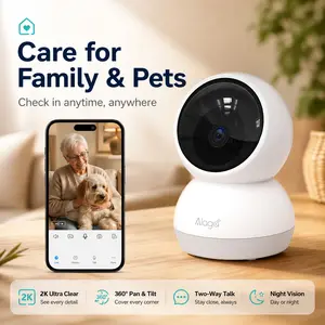 【Alaga AI 2K 2.4G/5G WiFi6 Security Camera】3MP CCTV Indoor Monitor 360° PanTilt, Human Detection, Dual-Band, With Alexa