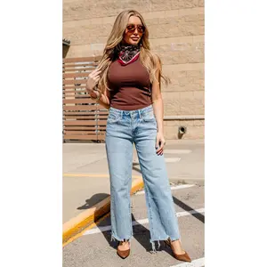 God-Given Mid Rise Frayed Hem Wide Leg Jeans