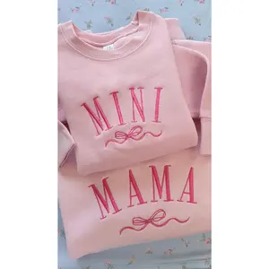 Embroidered Mama & Mini Pink Sweatshirts